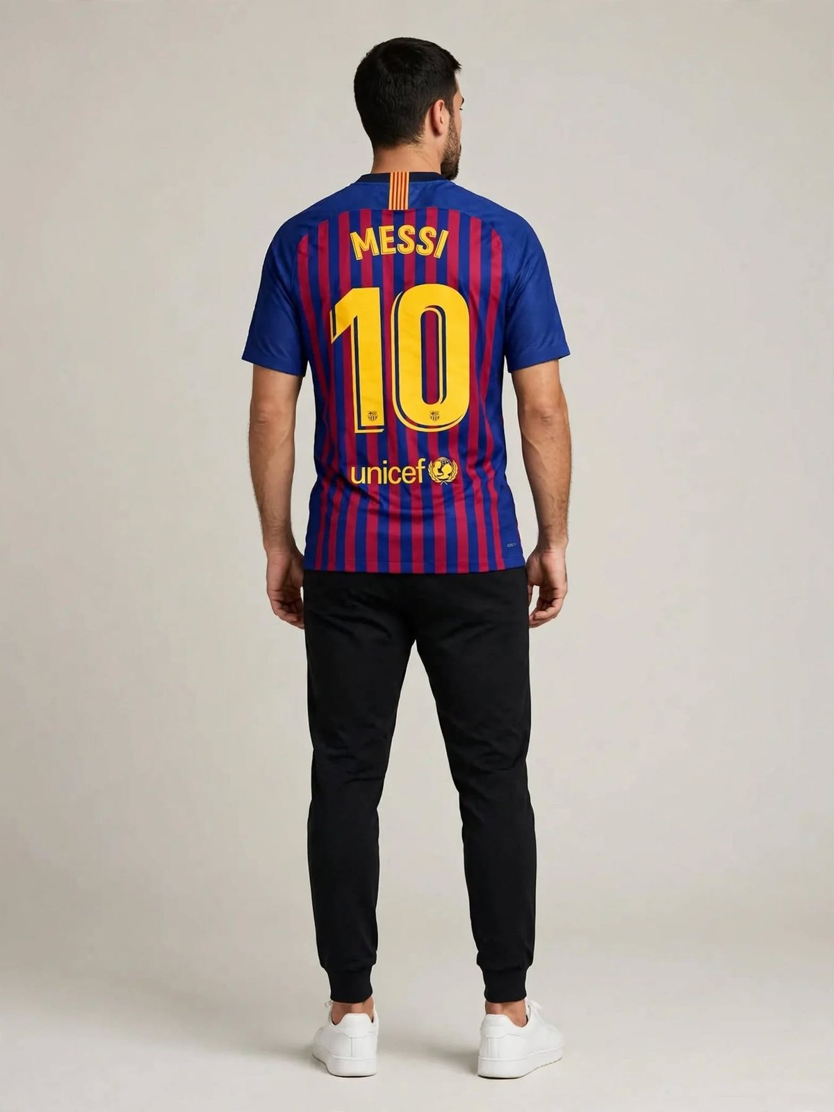 FC Barcelona Lionel Messi shirt 2018 – 2019 — back, worn